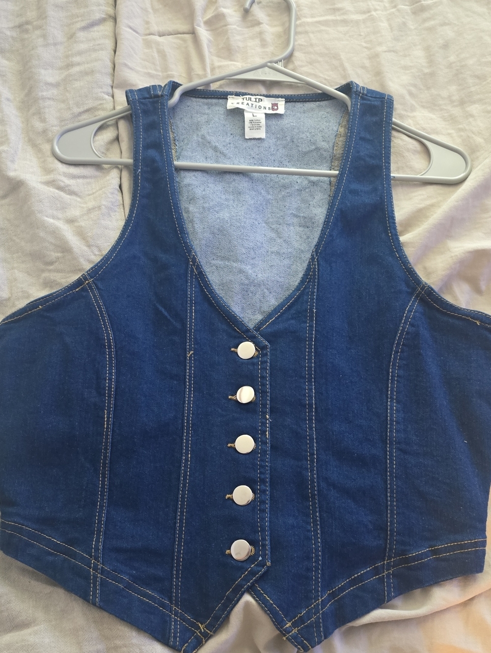 Tulip Creation Denim Vest in Deep Blue